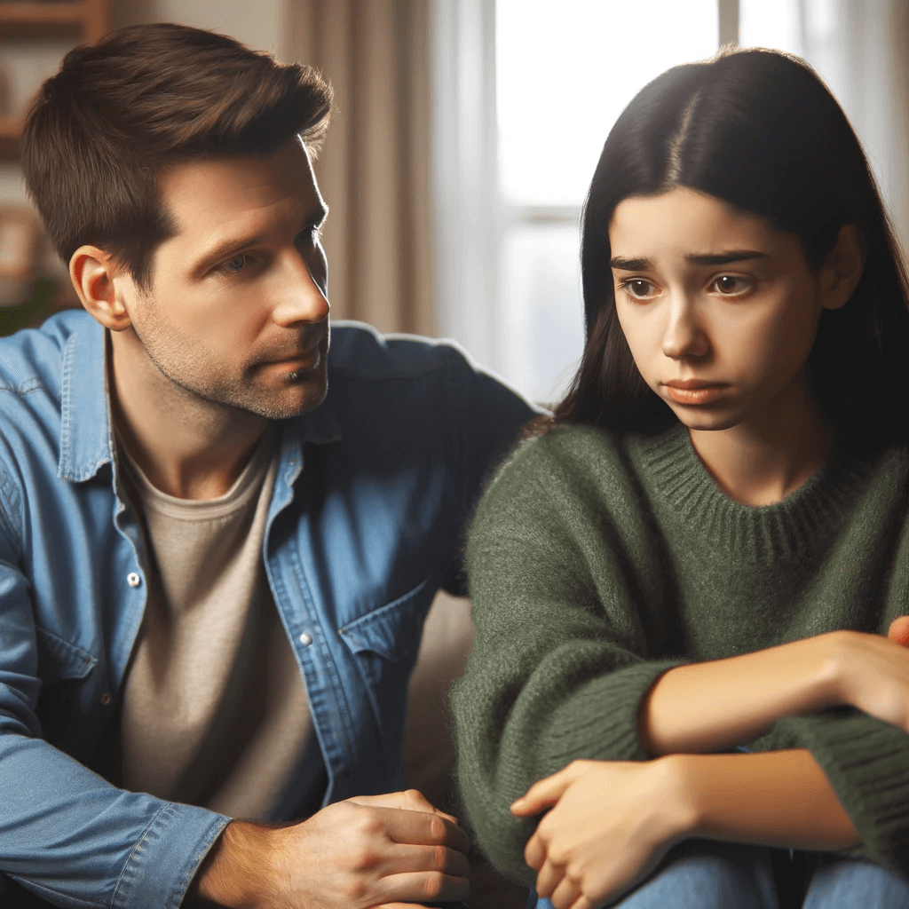 Illustration of two people talking about mental health